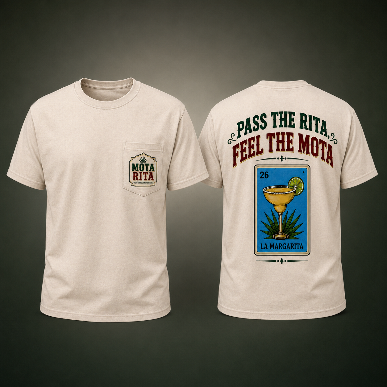 Cream Pass the Rita Pocket Tee, front and back